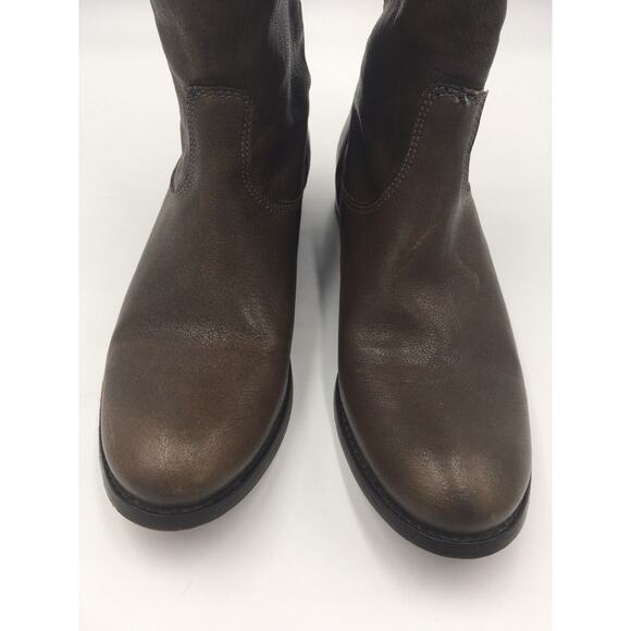 Frye 76430 Melissa 2 Button Zip Knee High Tall Brown Leather Riding Boots Sz 6.5 - Picture 4 of 7
